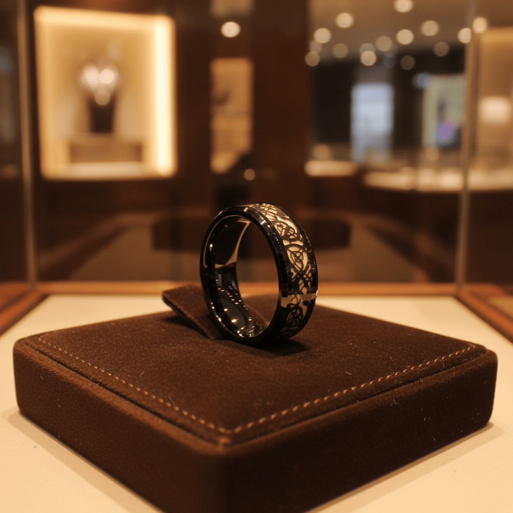 LEON — display shot — men's tungsten carbide wedding ring | Aydins Jewelry