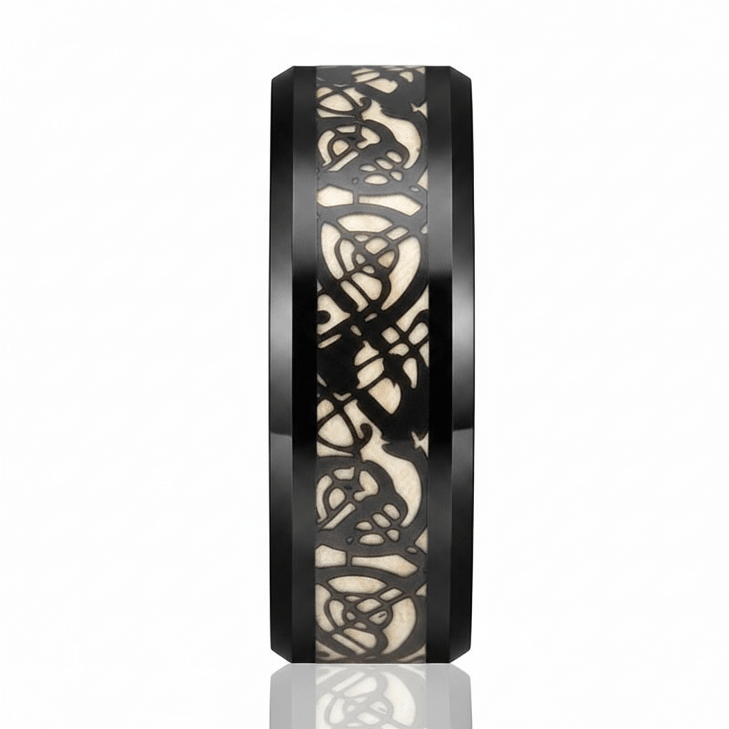 LEON — angled view — men's tungsten carbide wedding ring | Aydins Jewelry