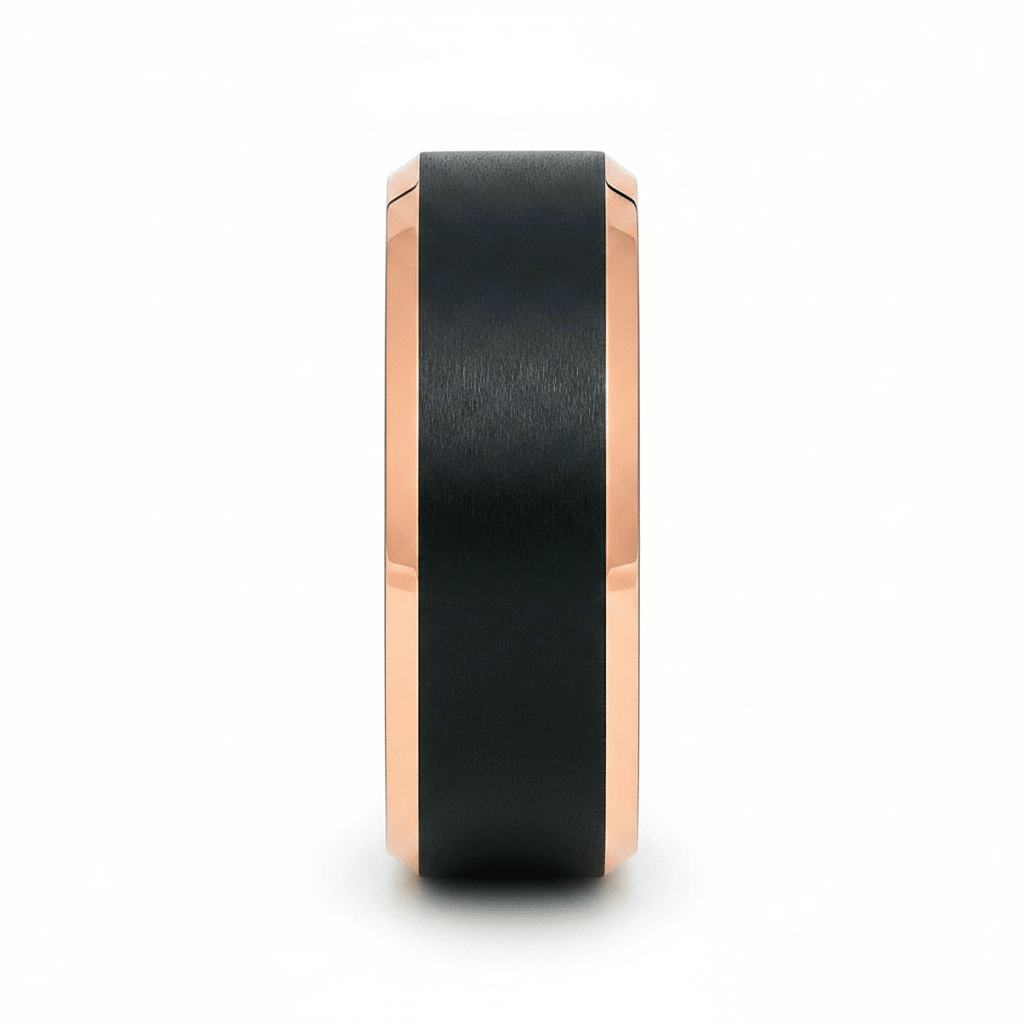 LEONARD — close-up detail — men's tungsten carbide wedding ring | Aydins Jewelry