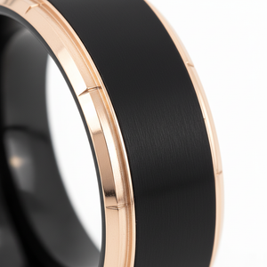LEONARDO — close-up detail — men's tungsten carbide wedding ring | Aydins Jewelry