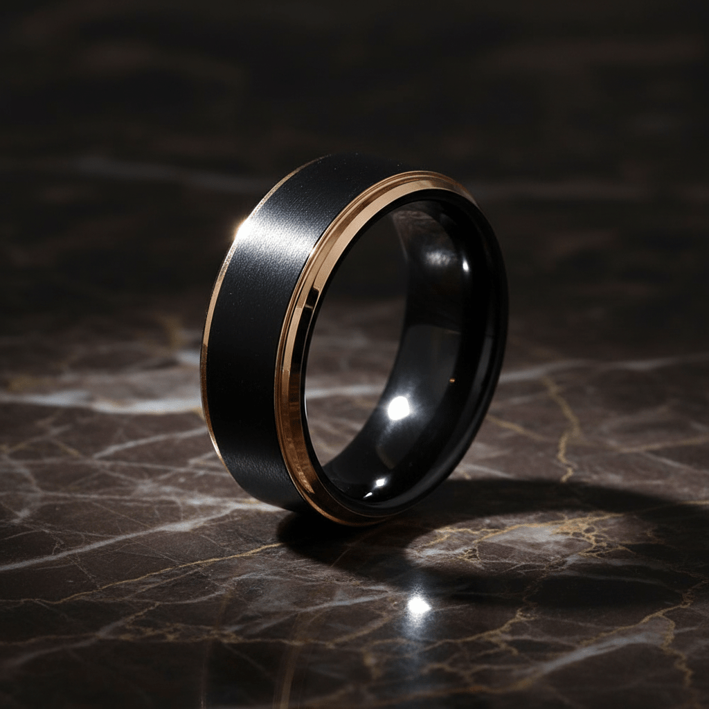 LEONARDO — alternate angle — men's tungsten carbide wedding ring | Aydins Jewelry