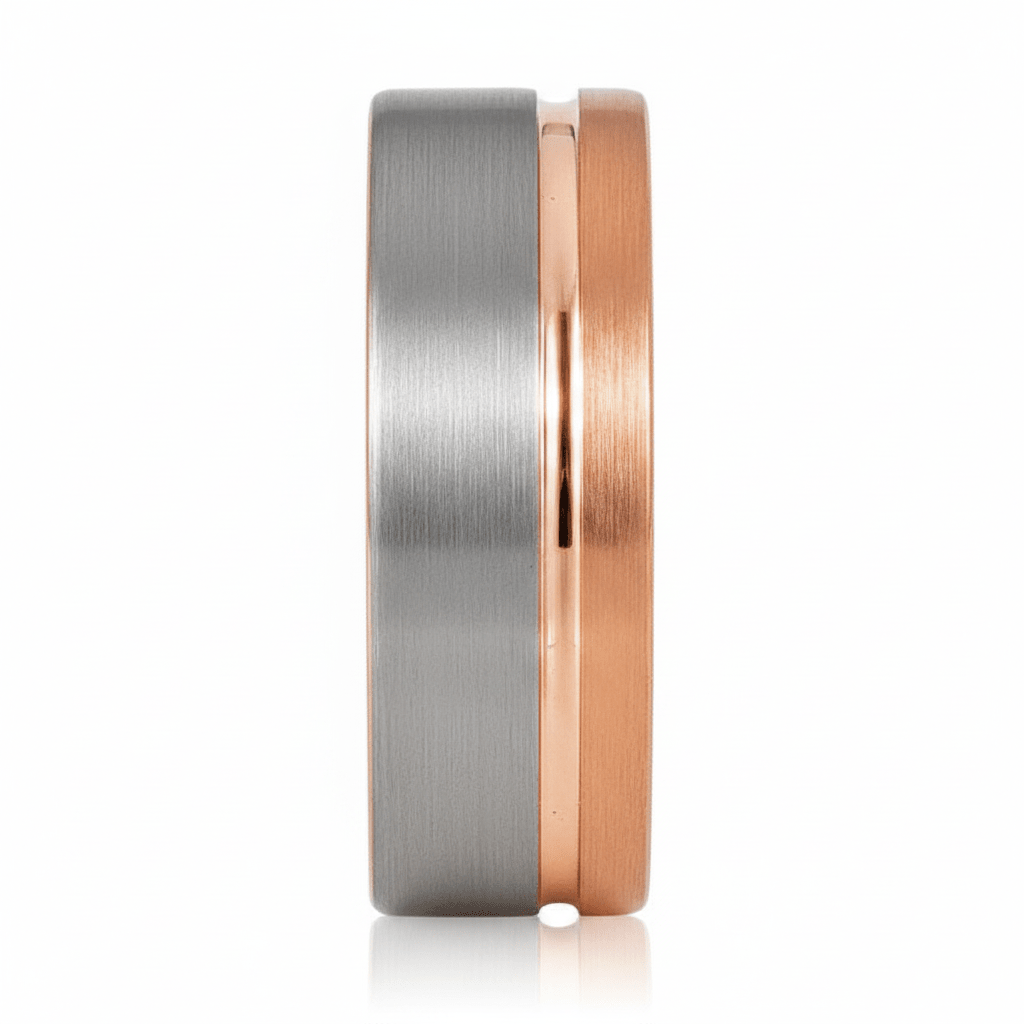 LEONEL — Front-facing straight-on view — men's tungsten wedding ring.