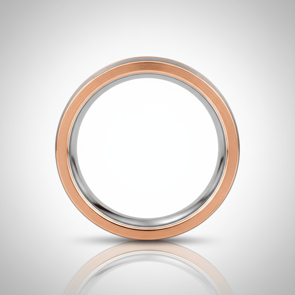 LEONEL — Center-through axial view — men's tungsten wedding ring.