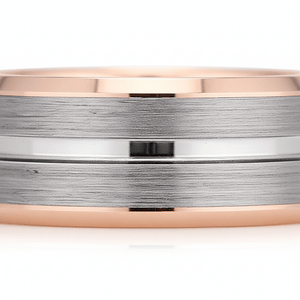 LEONINE — close-up detail — men's tungsten carbide wedding ring | Aydins Jewelry