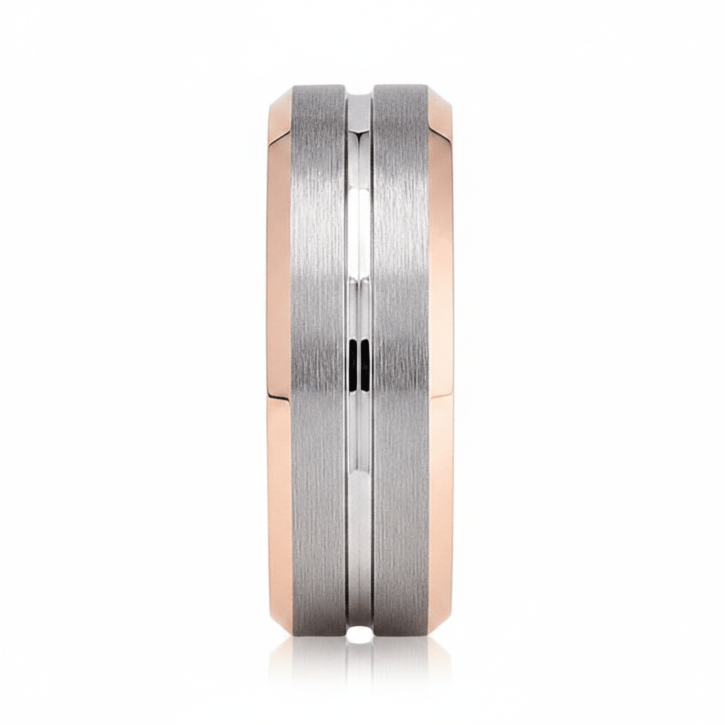 LEONINE — angled view — men's tungsten carbide wedding ring | Aydins Jewelry