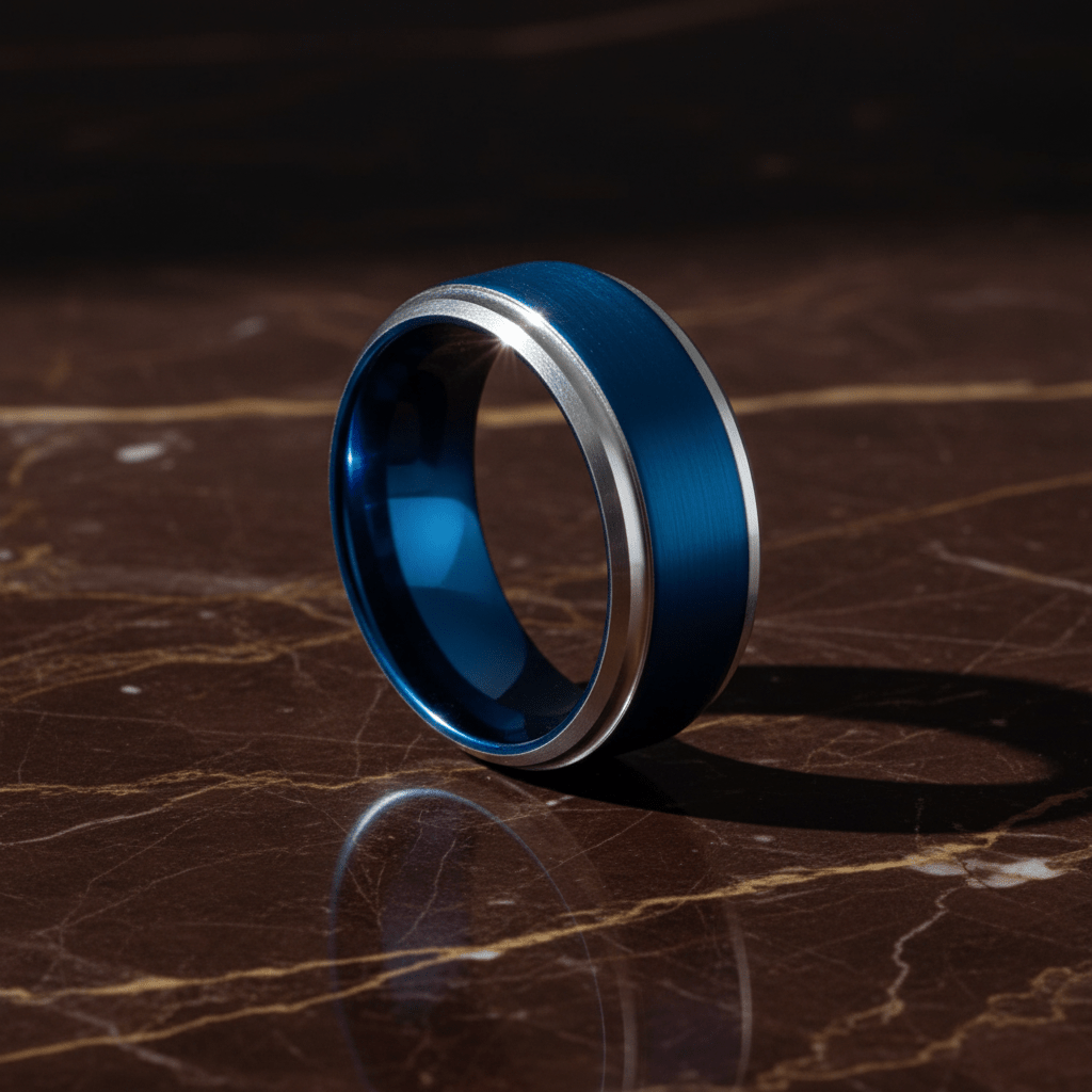 LINARD — detail view — men's tungsten carbide wedding ring | Aydins Jewelry