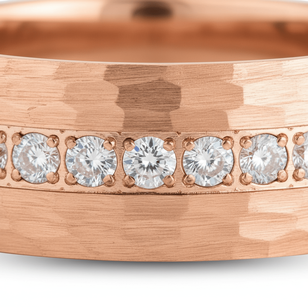 LOPEZVILLE — Extreme macro detail — men's tungsten wedding ring.