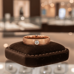 LOPEZVILLE — Premium boutique display on velvet — men's tungsten wedding ring.