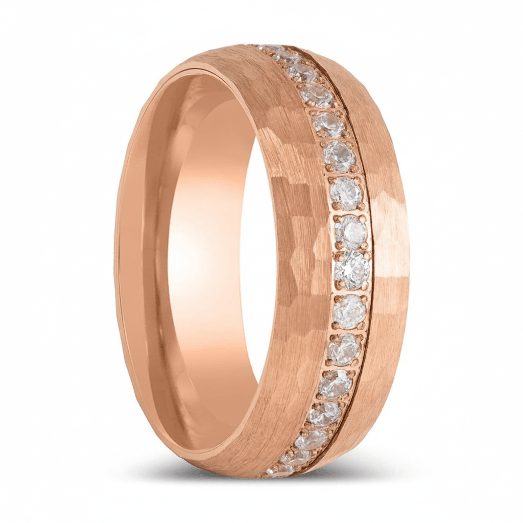 LOPEZVILLE — Hero product shot — men's tungsten wedding ring.
