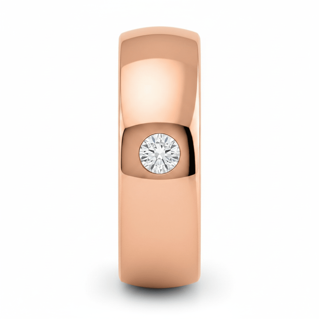 LOPEZVILLE — Front-facing straight-on view — men's tungsten wedding ring.
