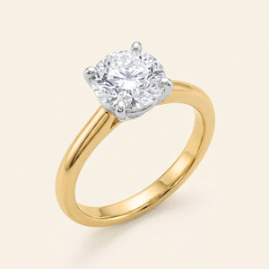 LOTTIE round lab-grown diamond ring in 10K two-tone gold, studio hero, approx. 1 ct center
