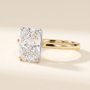 LOUISA elongated cushion lab-grown diamond ring in 10K two-tone gold, studio hero, approx. 1 ct center