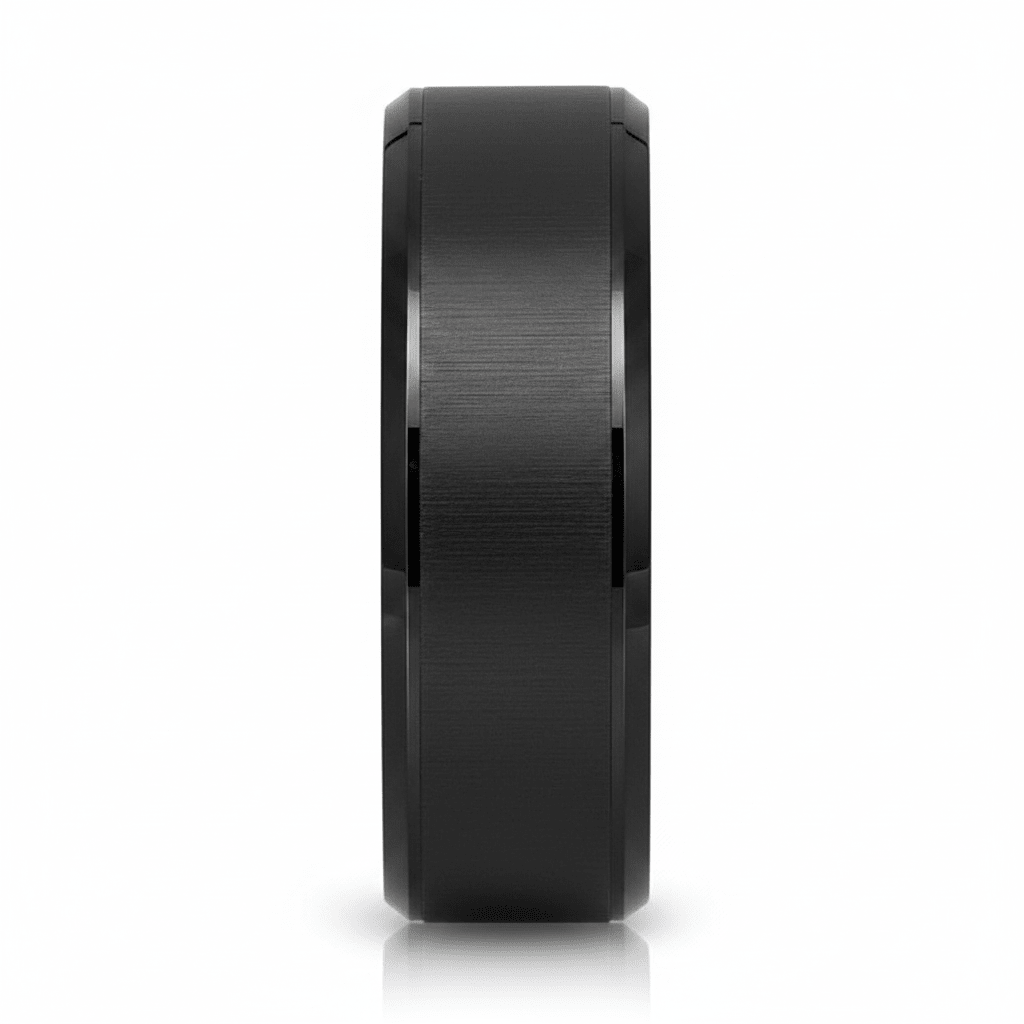 LOVELL — Front-facing straight-on view — men's tungsten wedding ring.