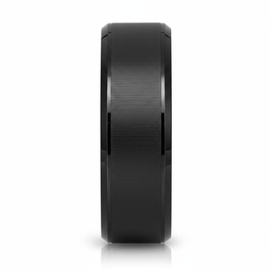 LOVELL — Front-facing straight-on view — men's tungsten wedding ring.