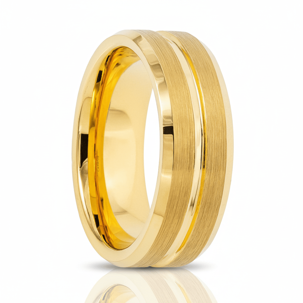 LUCIO — Hero product shot — men's tungsten wedding ring.