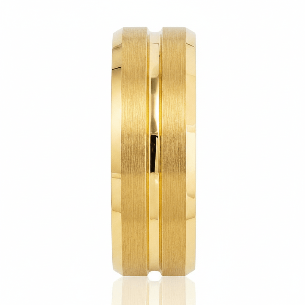 LUCIO — Front-facing straight-on view — men's tungsten wedding ring.