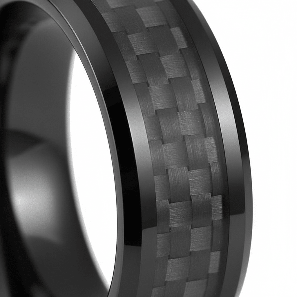 LUCIUS — close-up detail — men's tungsten carbide wedding ring | Aydins Jewelry