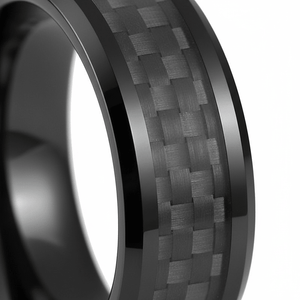 LUCIUS — close-up detail — men's tungsten carbide wedding ring | Aydins Jewelry