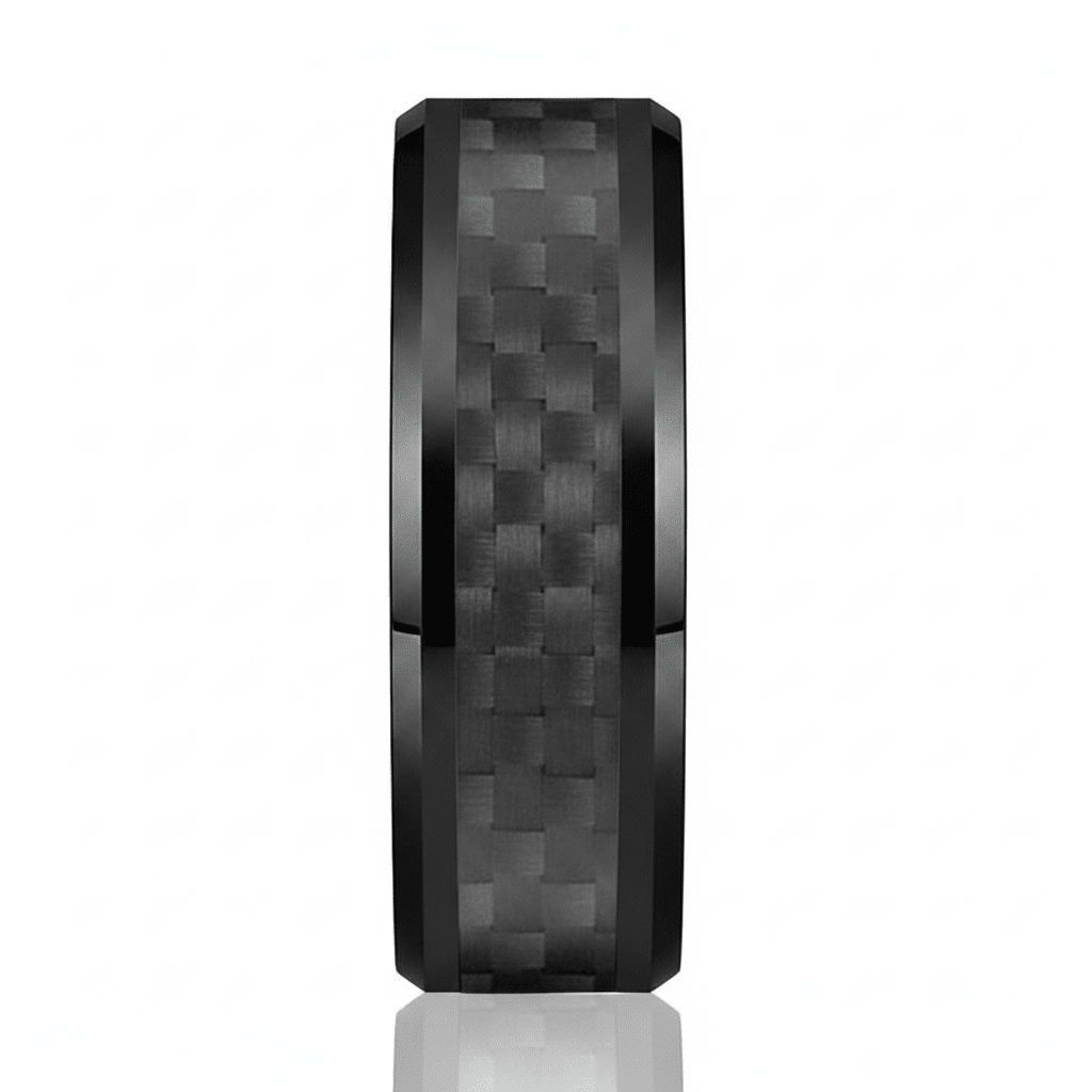 LUCIUS — angled view — men's tungsten carbide wedding ring | Aydins Jewelry