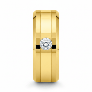 LUMINEX — Front-facing straight-on view — men's tungsten wedding ring.