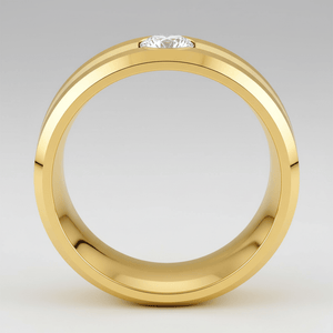 LUMINEX — Center-through axial view — men's tungsten wedding ring.