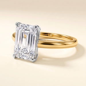 LYDIA emerald lab-grown diamond ring in 14K two-tone gold, studio hero, approx. 1 ct center