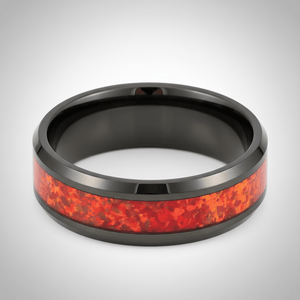 MAGICA — Center-through axial view — men's tungsten wedding ring.