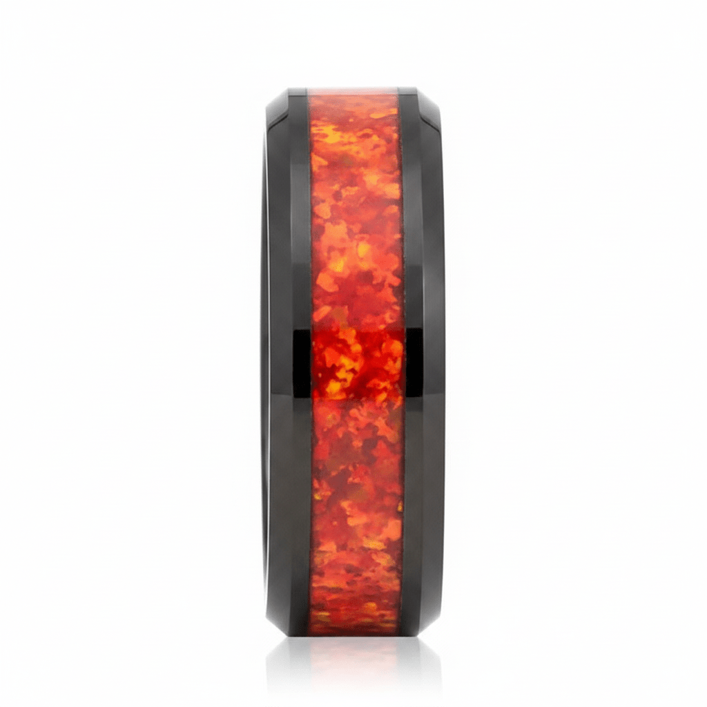 MAGICA — Front-facing straight-on view — men's tungsten wedding ring.