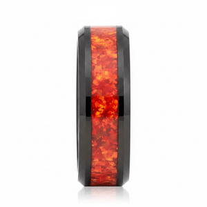 MAGICA — Front-facing straight-on view — men's tungsten wedding ring.