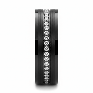 MAJESTIC — Front-facing straight-on view — men's tungsten wedding ring.