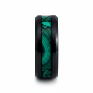 MALACHIP — Front-facing straight-on view — men's tungsten wedding ring.