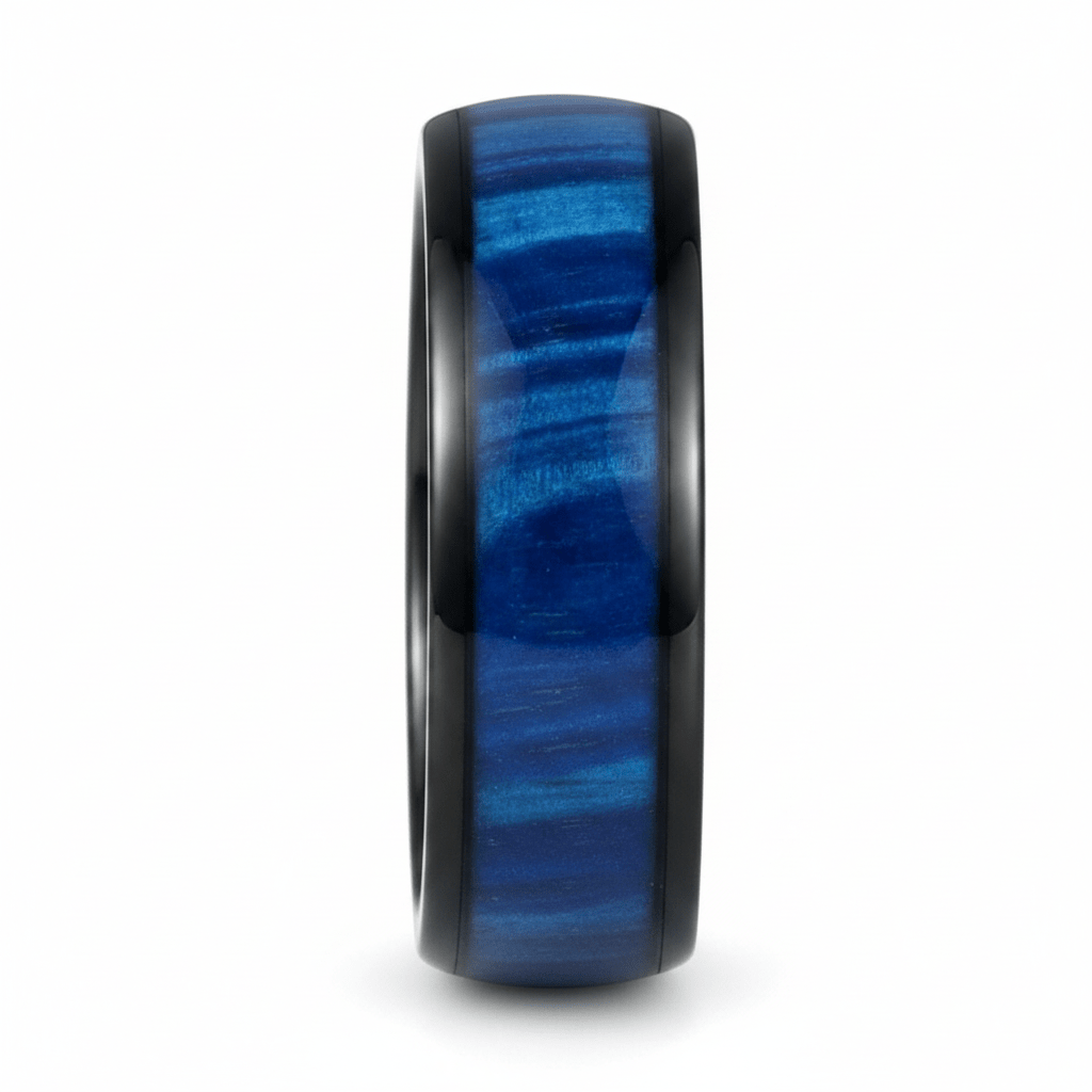MARCO — Front-facing straight-on view — men's tungsten wedding ring.