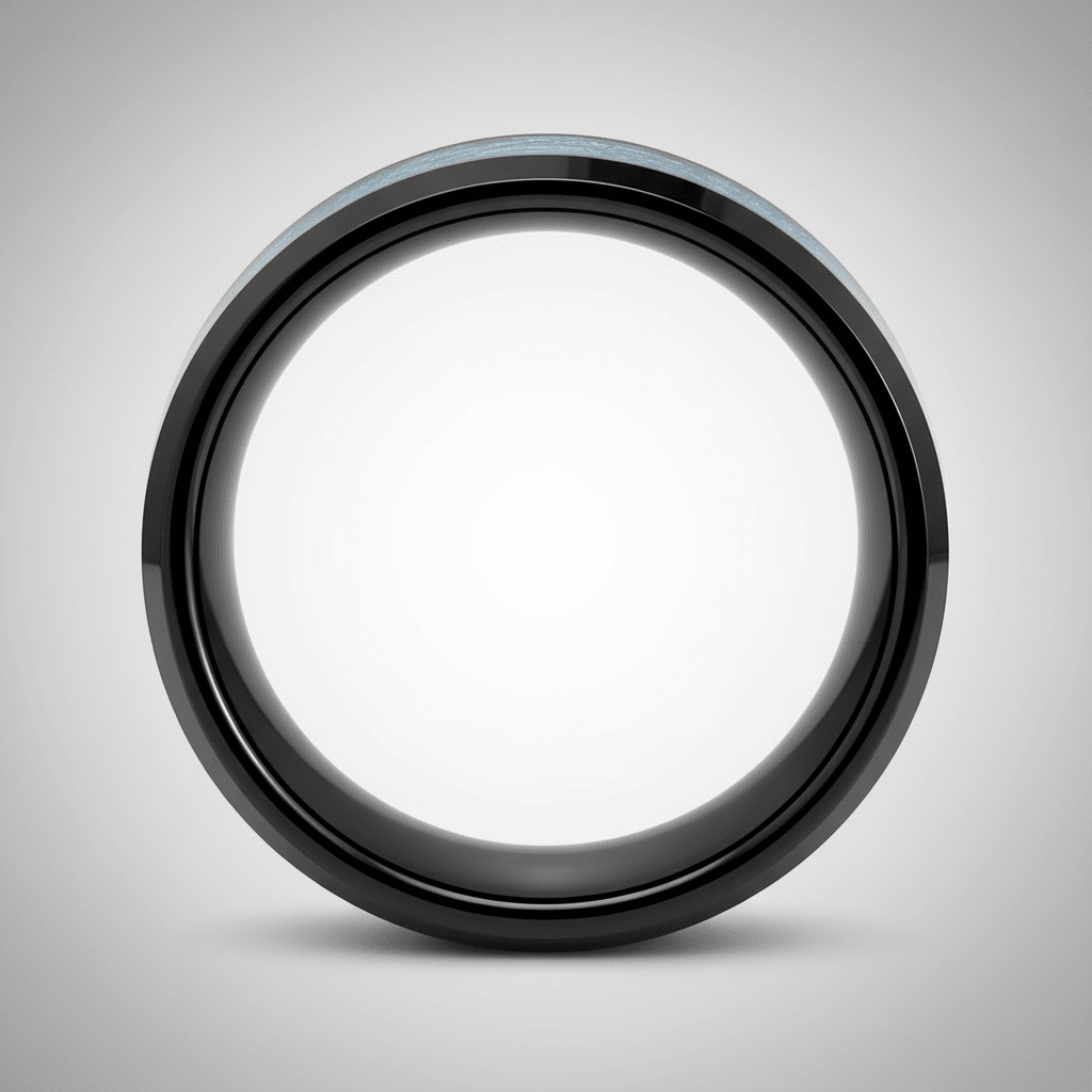 MARIEMONT — Center-through axial view — men's tungsten wedding ring.