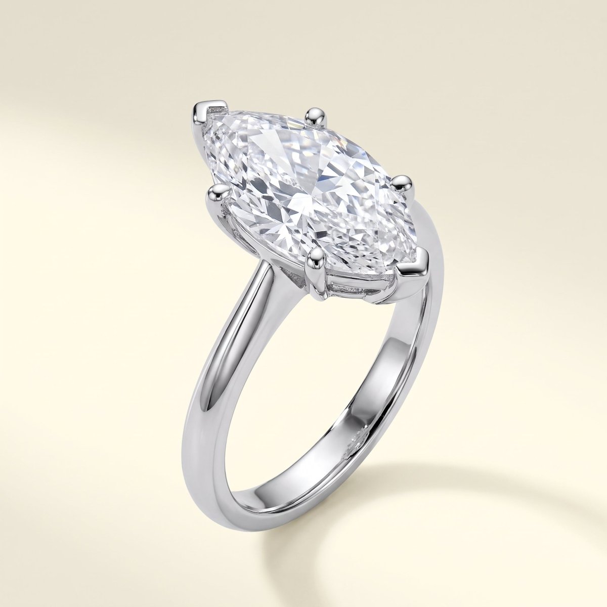Marquise lab-grown diamond solitaire engagement ring, 925 Sterling Silver, studio hero