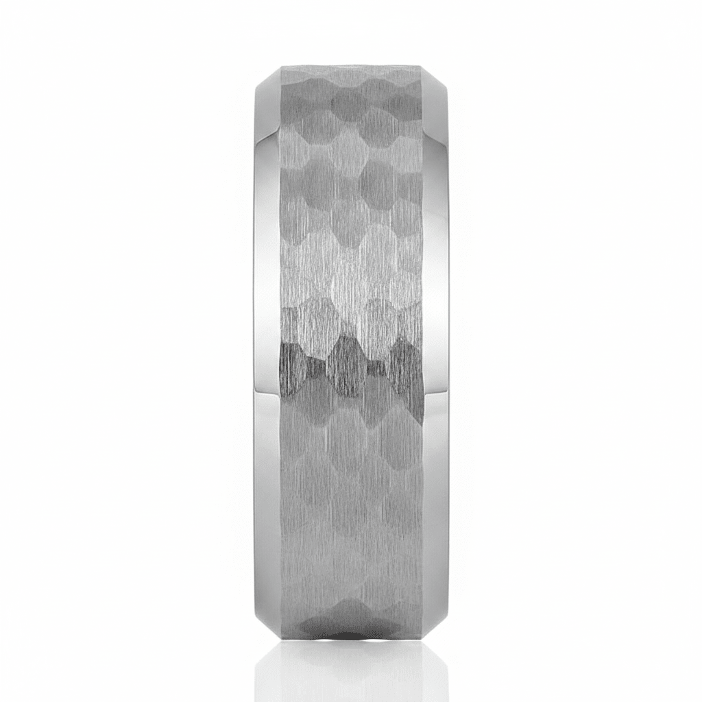 MATADOR — Front-facing straight-on view — men's tungsten wedding ring.
