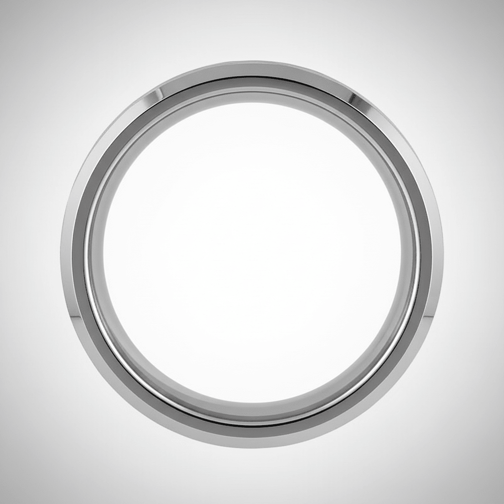 MATADOR — Center-through axial view — men's tungsten wedding ring.