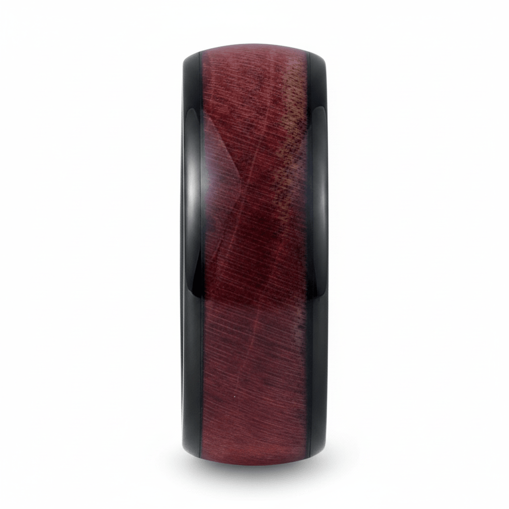 MATHAIOS — Front-facing straight-on view — men's tungsten wedding ring.