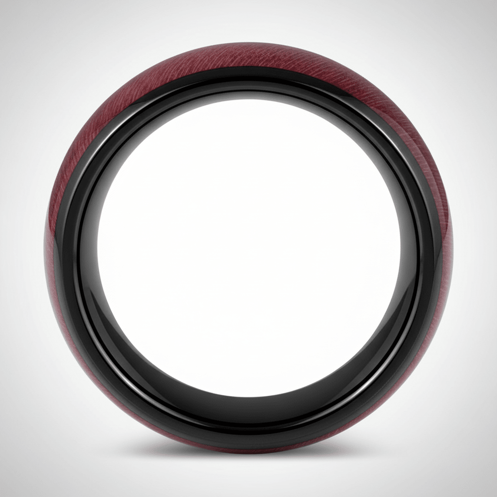 MATHAIOS — Center-through axial view — men's tungsten wedding ring.