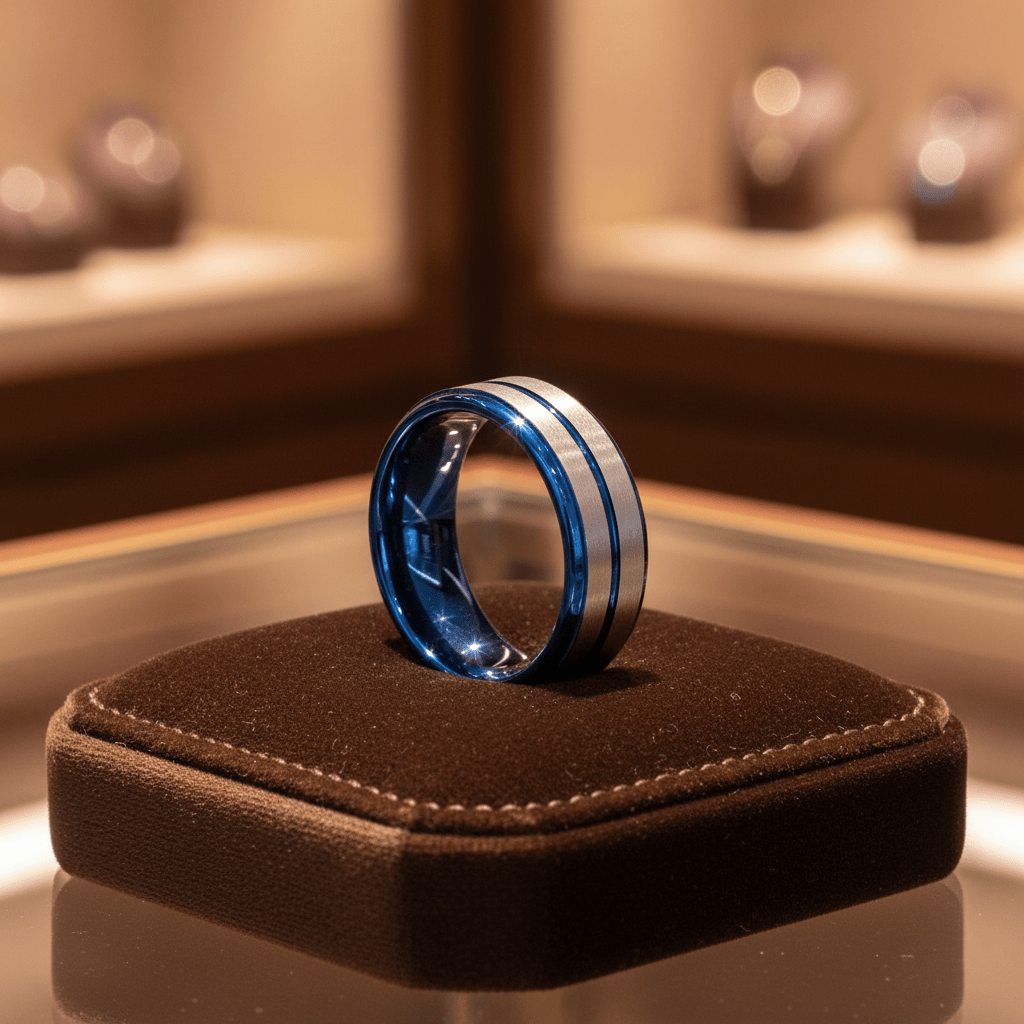 MAXTOM — close-up detail — men's tungsten carbide wedding ring | Aydins Jewelry