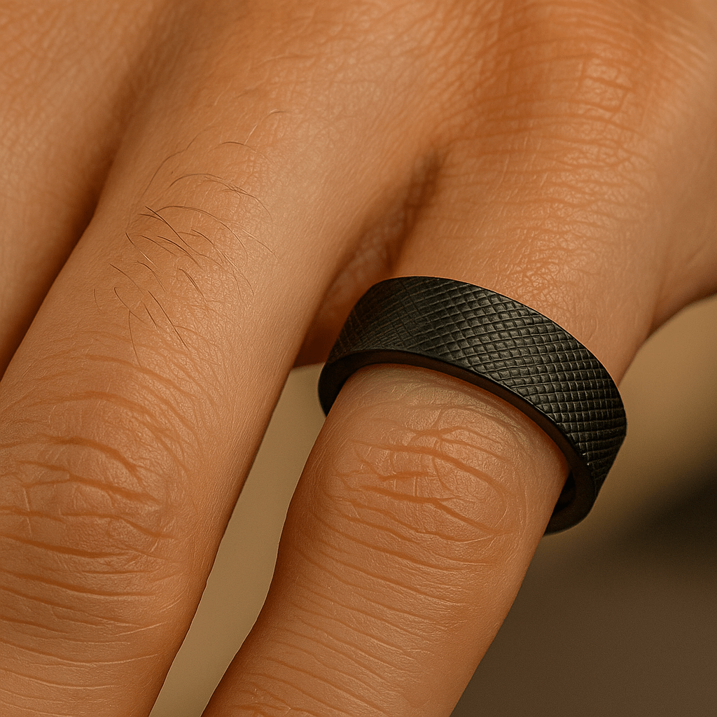 MIDNIGHT black titanium men's wedding band, image 2
