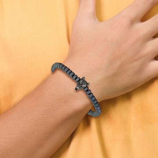 Midnight Howl Men's Stainless Steel Wolf Head Bracelet