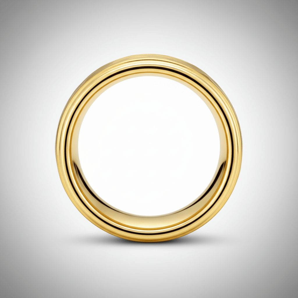 MONARCH — Center-through axial view — men's tungsten wedding ring.