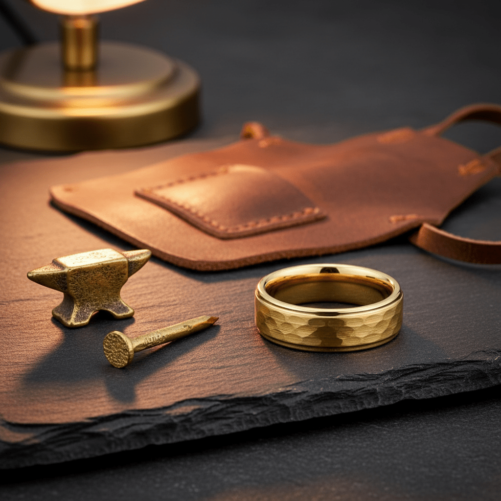 MONARCH — Editorial masculine still life — men's tungsten wedding ring.
