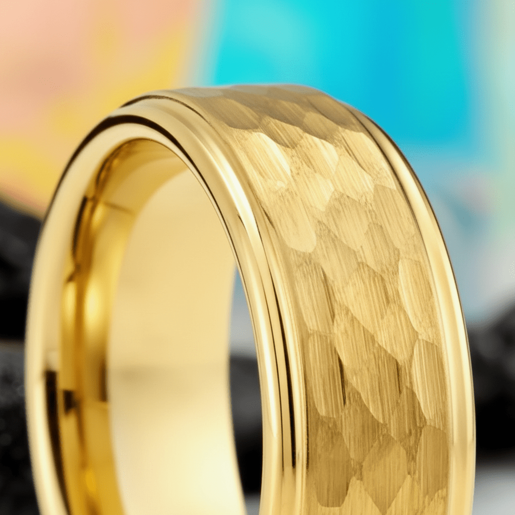 MONARCH — Extreme macro detail — men's tungsten wedding ring.