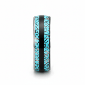MOSAIC — Front-facing straight-on view — men's tungsten wedding ring.