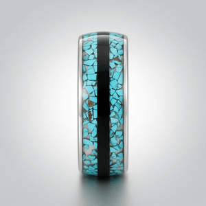 MOSAIC — Center-through axial view — men's tungsten wedding ring.