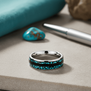 MOSAIC — Editorial masculine still life — men's tungsten wedding ring.
