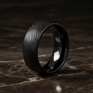 MUKUGLO — detail view — men's tungsten carbide wedding ring | Aydins Jewelry