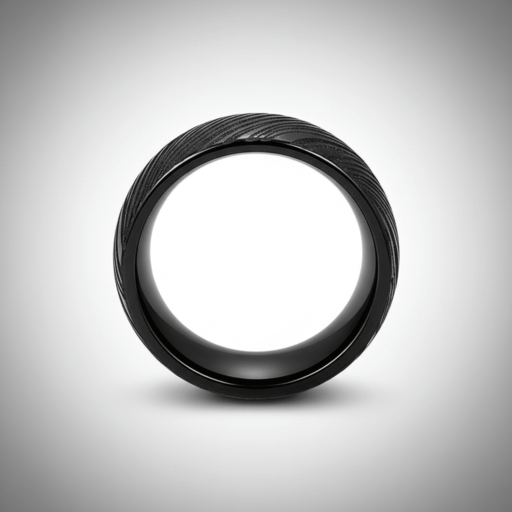 MUKUGLO — alternate angle — men's tungsten carbide wedding ring | Aydins Jewelry
