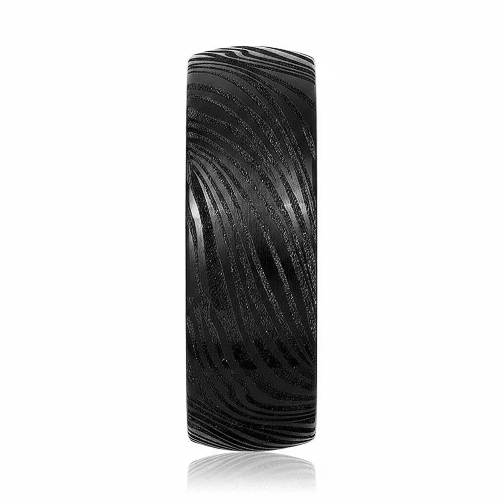 MUKUGLO — angled view — men's tungsten carbide wedding ring | Aydins Jewelry